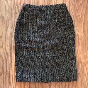 Jcrew Black & Gold tweed pencil skirt size 0
